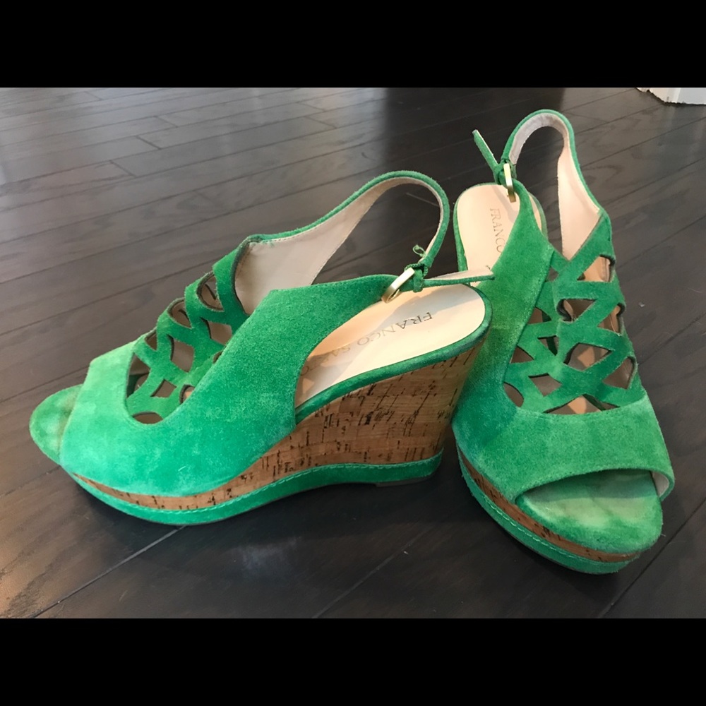 Green suede platforms size 8.5